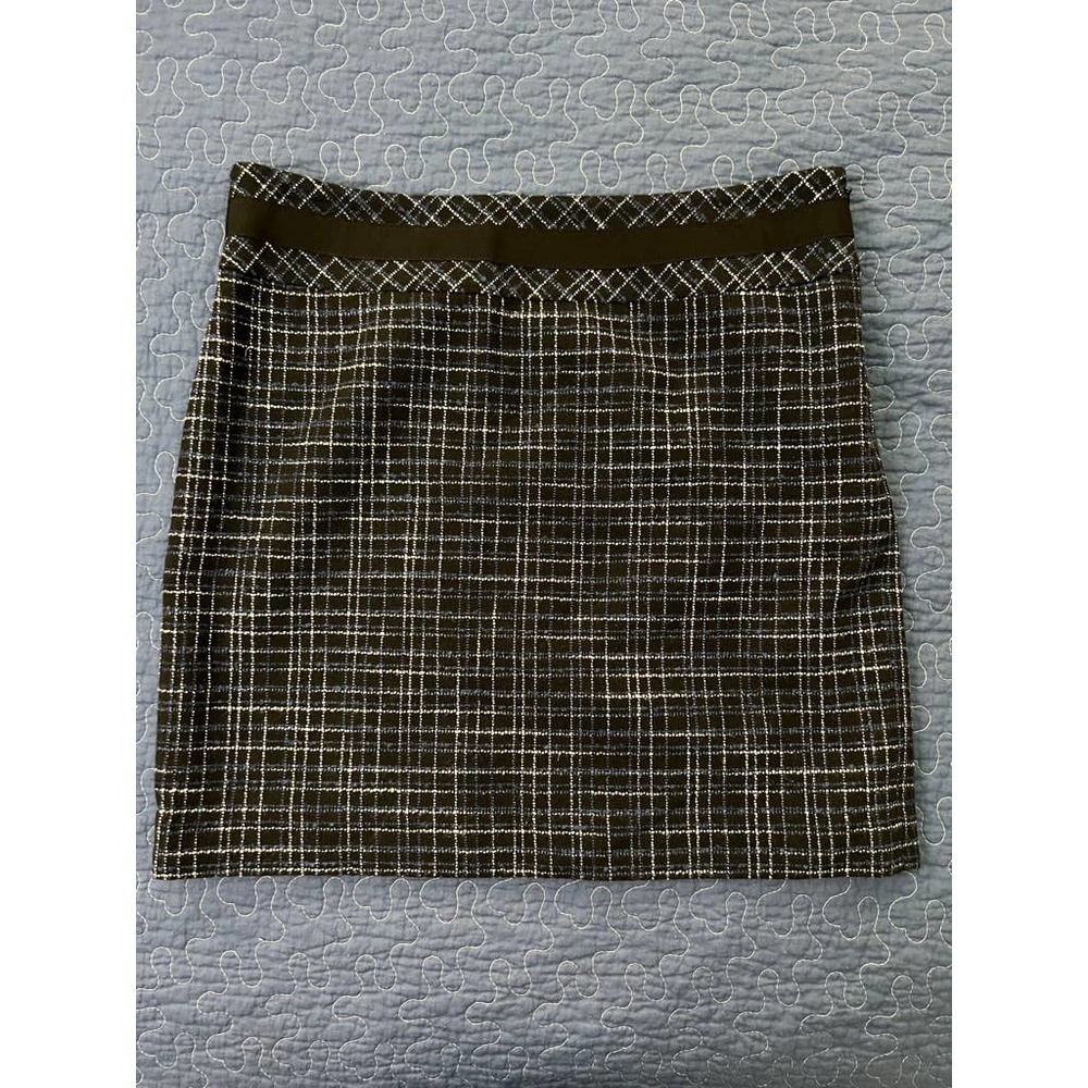 Ann Taylor Loft Blue Black White Plaid Wool Skirt Size 8 EUC​​